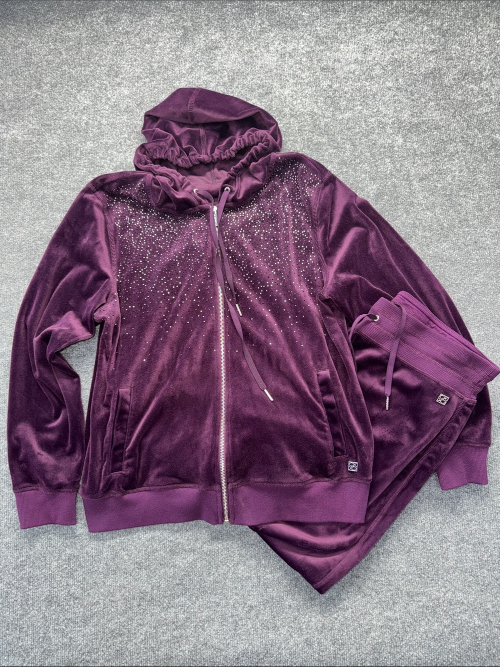 Calvin Klein Women’s Plum/Deep Purple Velour Rhinestone Tracksuit